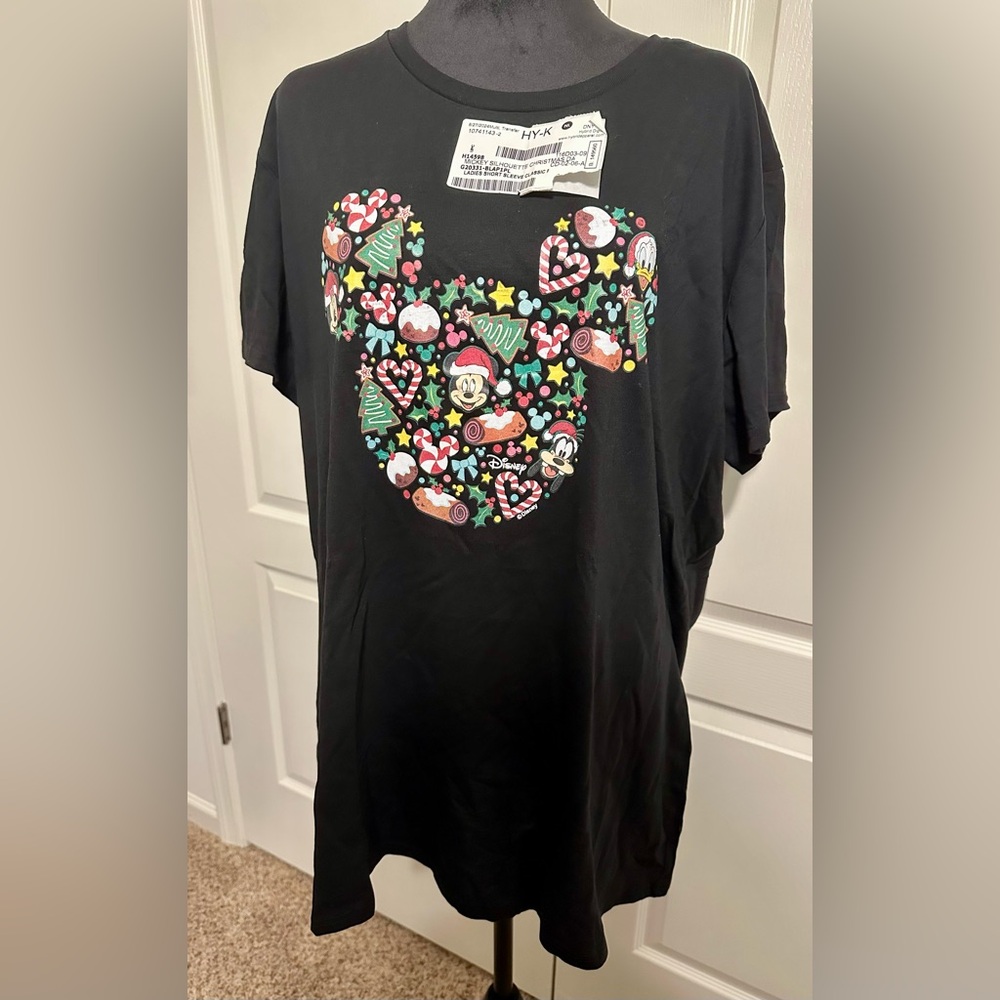 Disney Black Tee with Festive Mickey Design